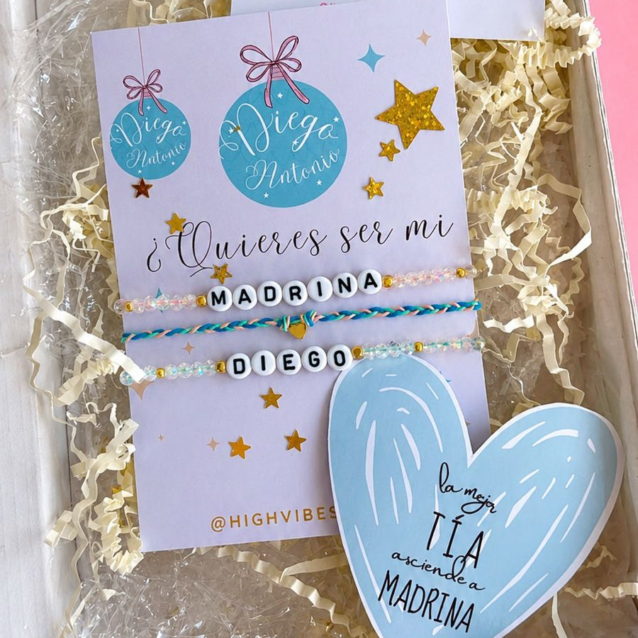 Set Petición de Madrina Personalizado | Pulseras con Nombres