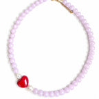 Collar de piedra natural con charm de corazón