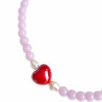 Collar de piedra natural con charm de corazón