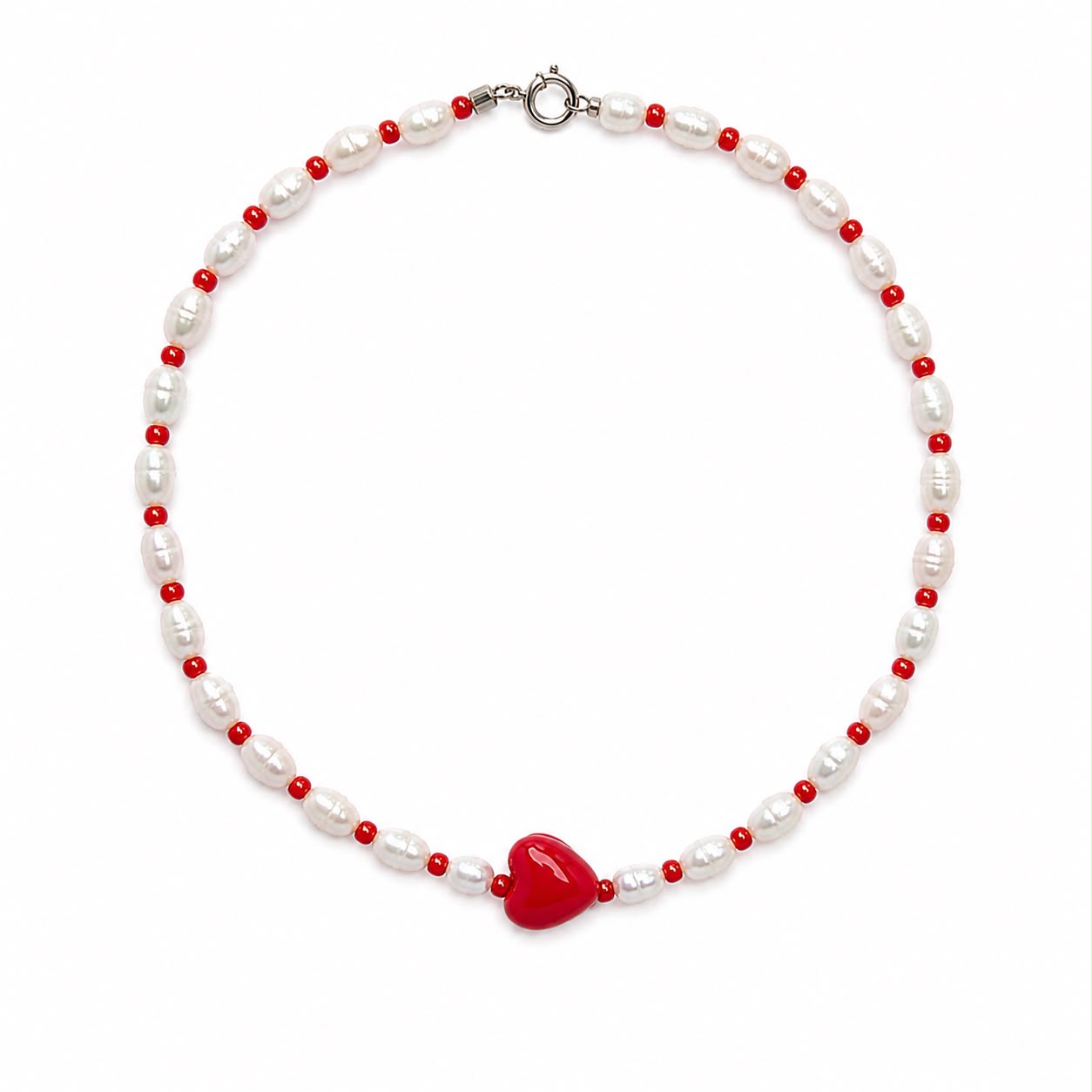 Collar Cherry Pearl | Perlas naturales y detalles rojos 🍒